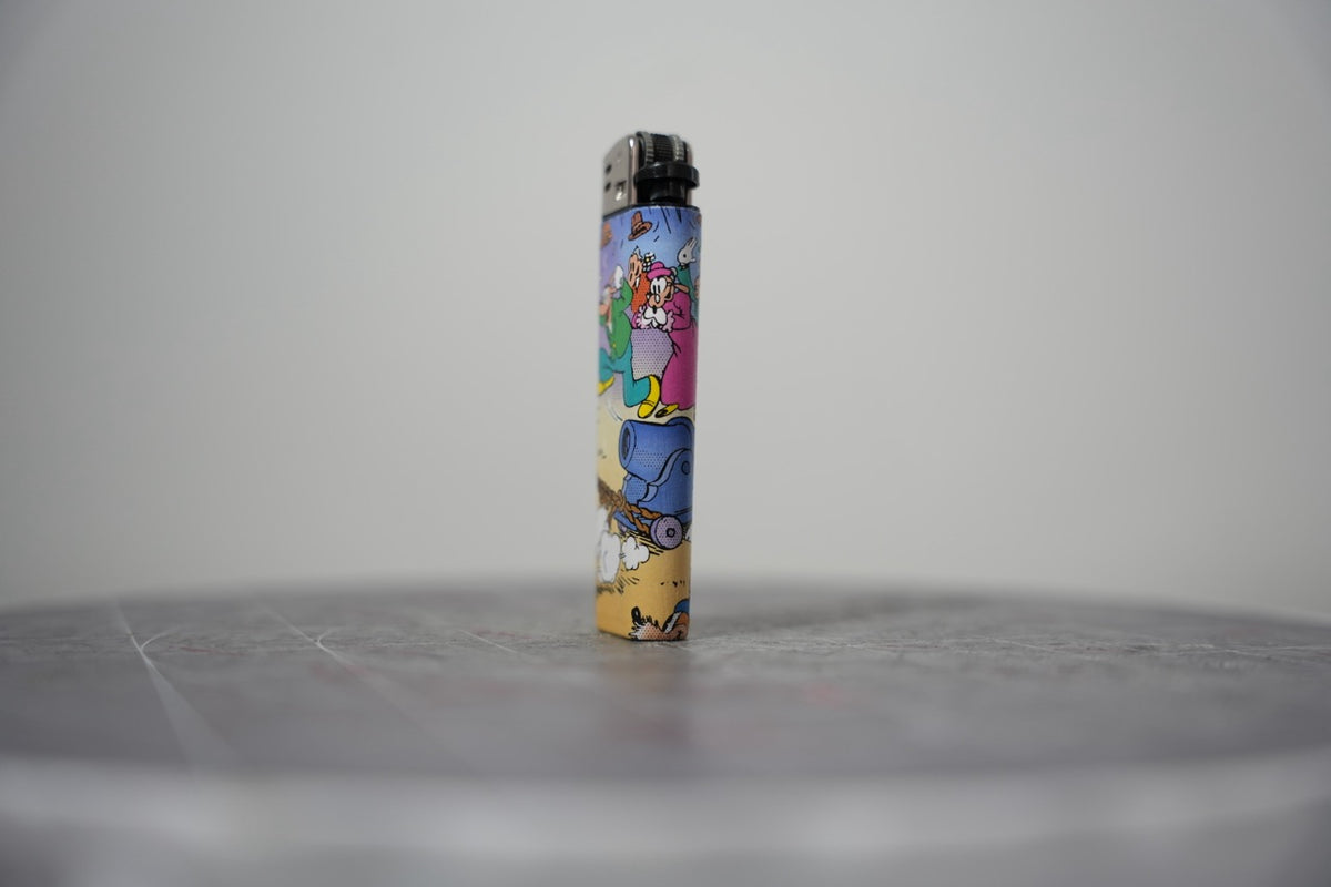 Disney comic book collage lighter, detail of Goofy and Clarabelle