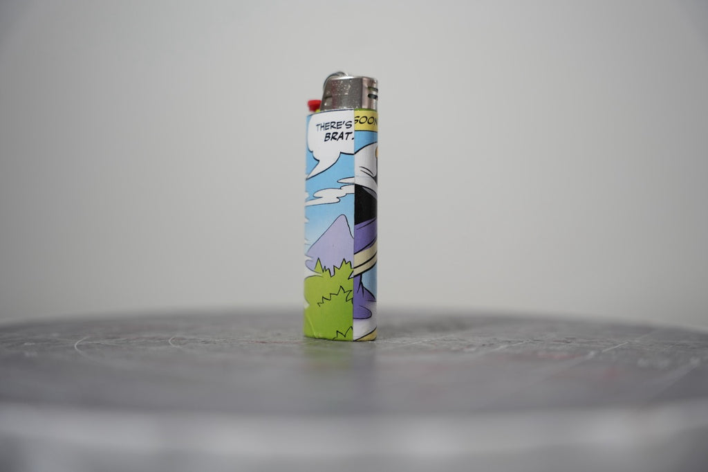 Disney comic book collage lighter, detail of the lightning bolt
