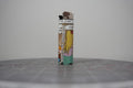 Front of a handmade collage lighter made from vintage Disney comic book paper, cut-paper text reading sexual expression not oppression