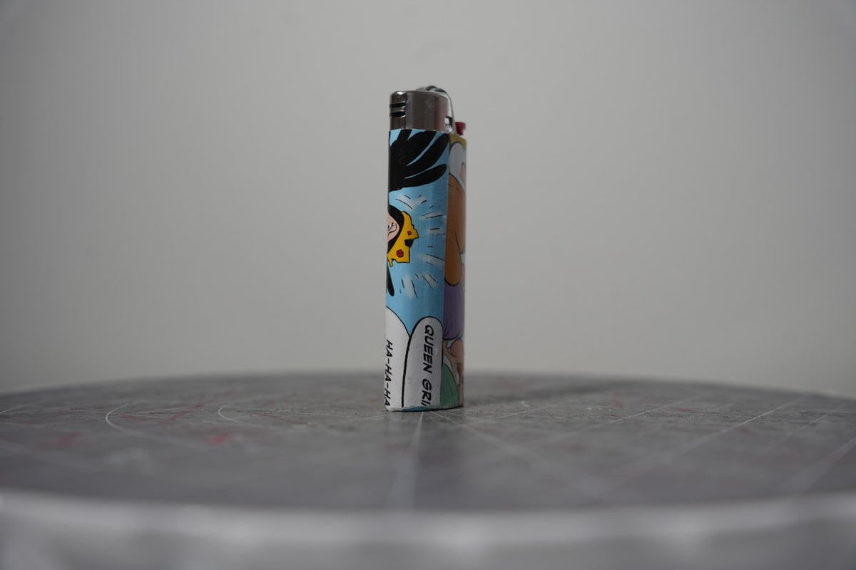 Disney comic book collage lighter, detail of the ha-ha-ha speech balloon